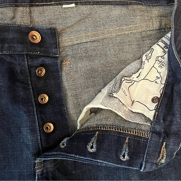 TAYLOR STITCH Selvedge Denim Blue Jeans Mens 32x33 Dark Wash SLIM Fit Button Fly - Picture 7 of 16